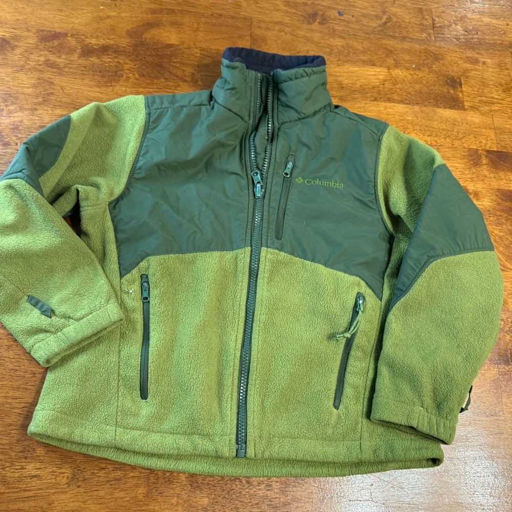 Columbia Boys' Steens Mountain Overlay Fleece jacket green two tone size 8